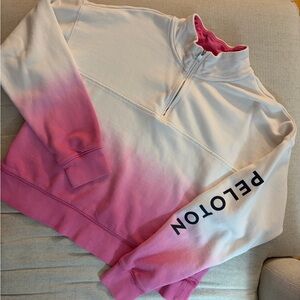 Peloton Women's Pink and White Ombre Sweatshirt 1/2 Zip Pullover